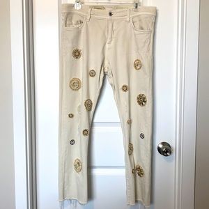 Anthropologie Pilcro Slim Straight Beaded Jeans